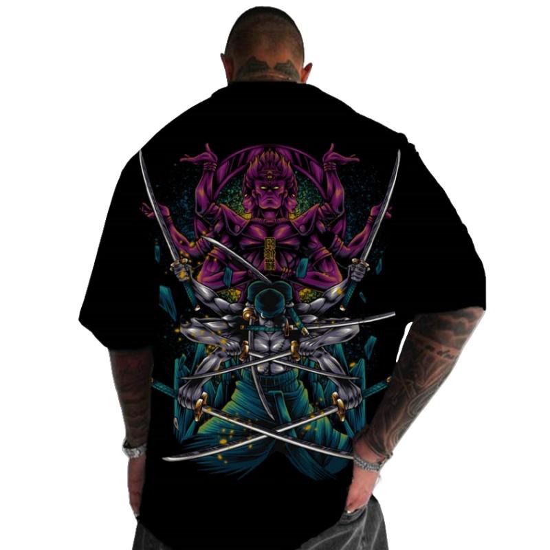 Japan Samurai Spirit T-shirts För Män Japansk Stil Rycktryck Lös Oversized Mode Toppar T-shirt Bushido Manliga Gåvor Tees