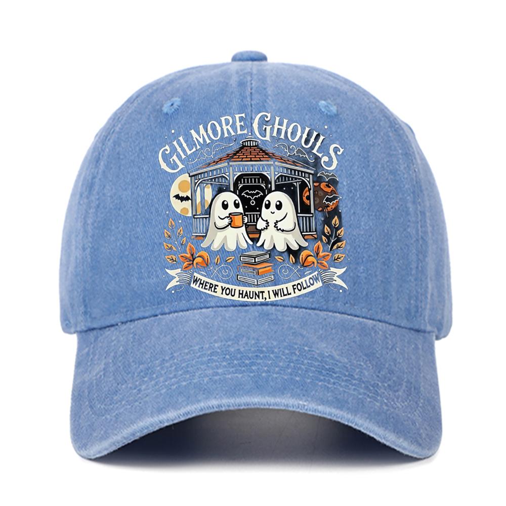 Letter Ghost Printed Baseball Cap for Men and Women, Adjustable Outdoor Sun Protection Hat, Halloween Holiday Gift Decoration
