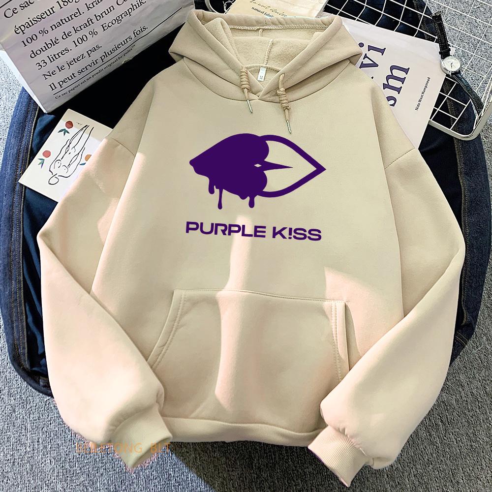 Purple Kiss Hoodies  Girls Band Graphic Printing Sweatshirts Spring Long Sleeve Hooded Pullovers Sudaderas Clothes