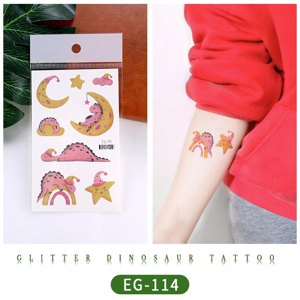 Ruikalong Glitter Animal Tattoo Stickers for Kids - Cartoon Dinosaurs, Water Transfer