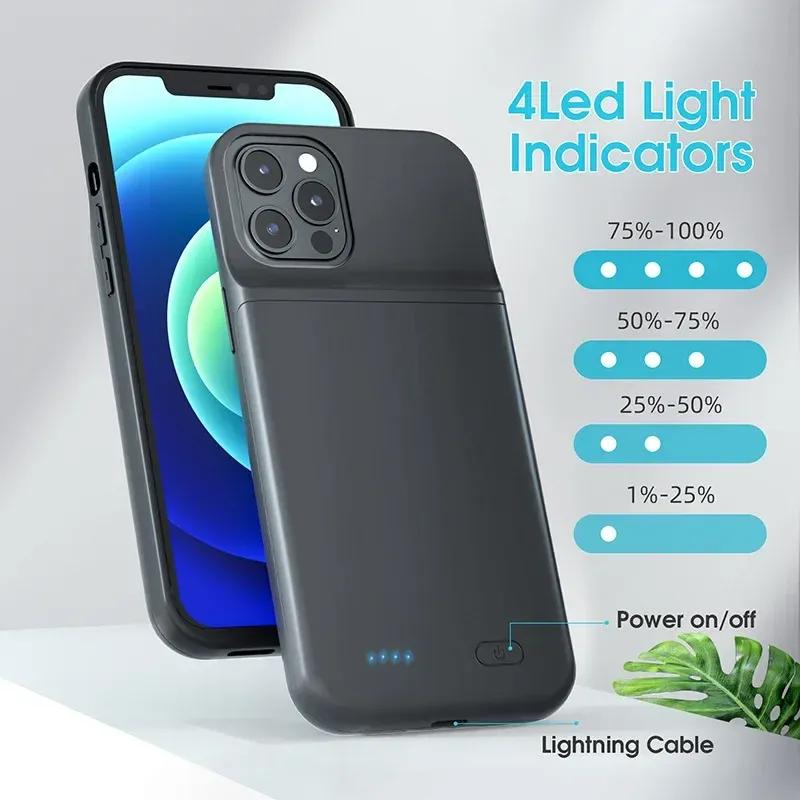 Per iPhone 11 12 13 14 Pro Max XS Max XR 6 7 8 Plus SE 5S 13 Mini Custodia Caricabatterie Portatile Power Bank Copertura di Ricarica Capa