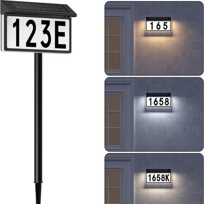 Solar Address Sign, Lighted House Numbers for Outside With Stake, Wall Mounted or In Ground Solar Address Numbers for Yard Garden Street Home