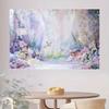 2D flat banner 1PC, 1 magical garden scene background with flowers and butterflies