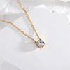 Elegant Gold Titanium Steel Zircon Pendant Necklace for Women - Simple, Shiny, No-Fade Clavicle Chain