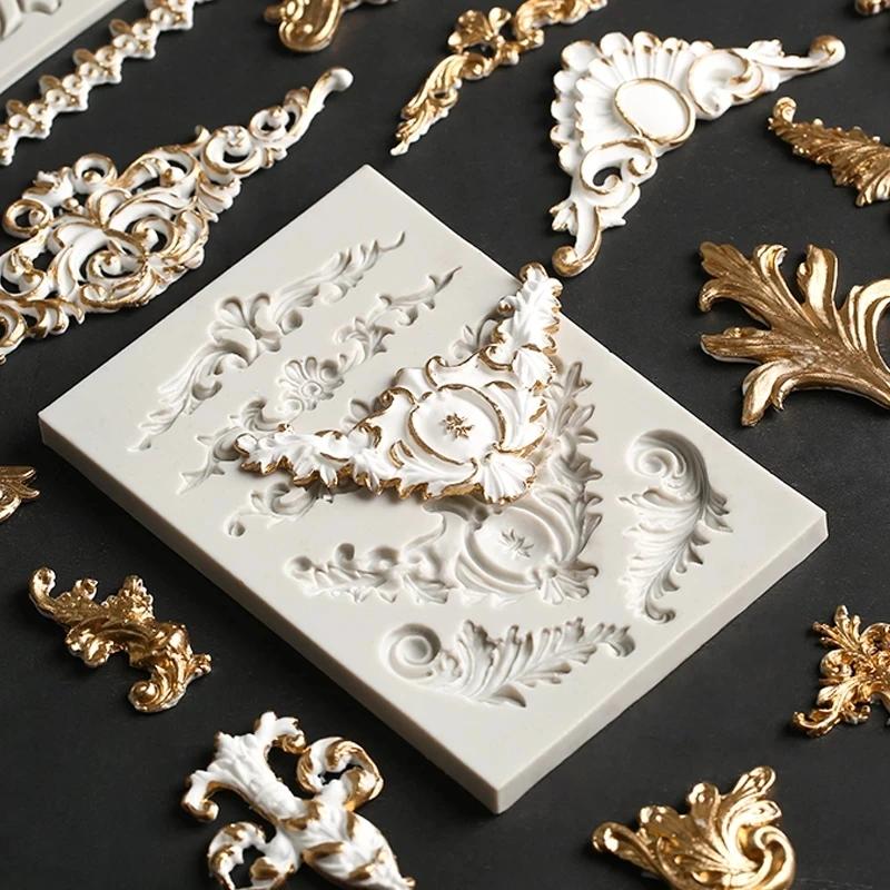 2PCS Style Silicone Cake Mold Retro Photo Frame Fondant Sugarcraft Chocolate Baroque Cake Decor Tools Clay Gumpaste Mould