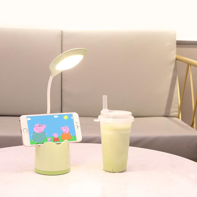 Modern Minimalist Abs Table Lamp With Built-in Phone Holder And Makeup Mirror