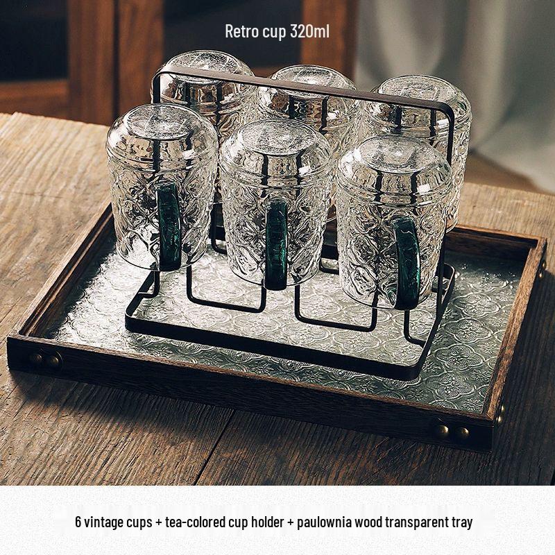 Retro Begonia Flower Glass Tea Set