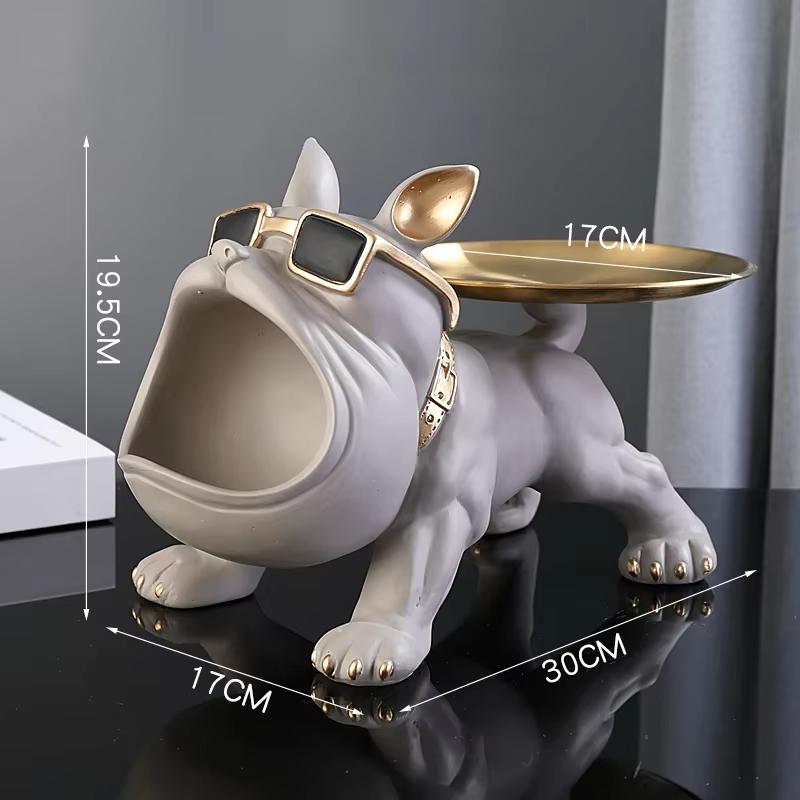 

30cm Home Decor Bulldog Figurine Dog Statue Storage Box Animal Ornament Resin Craft Art Sculpture Figurine Home Puppy Sculpture сірий колір