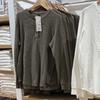 Men Women Long Sleeve Pullover T Shirt Waffle Knit Henley Neck