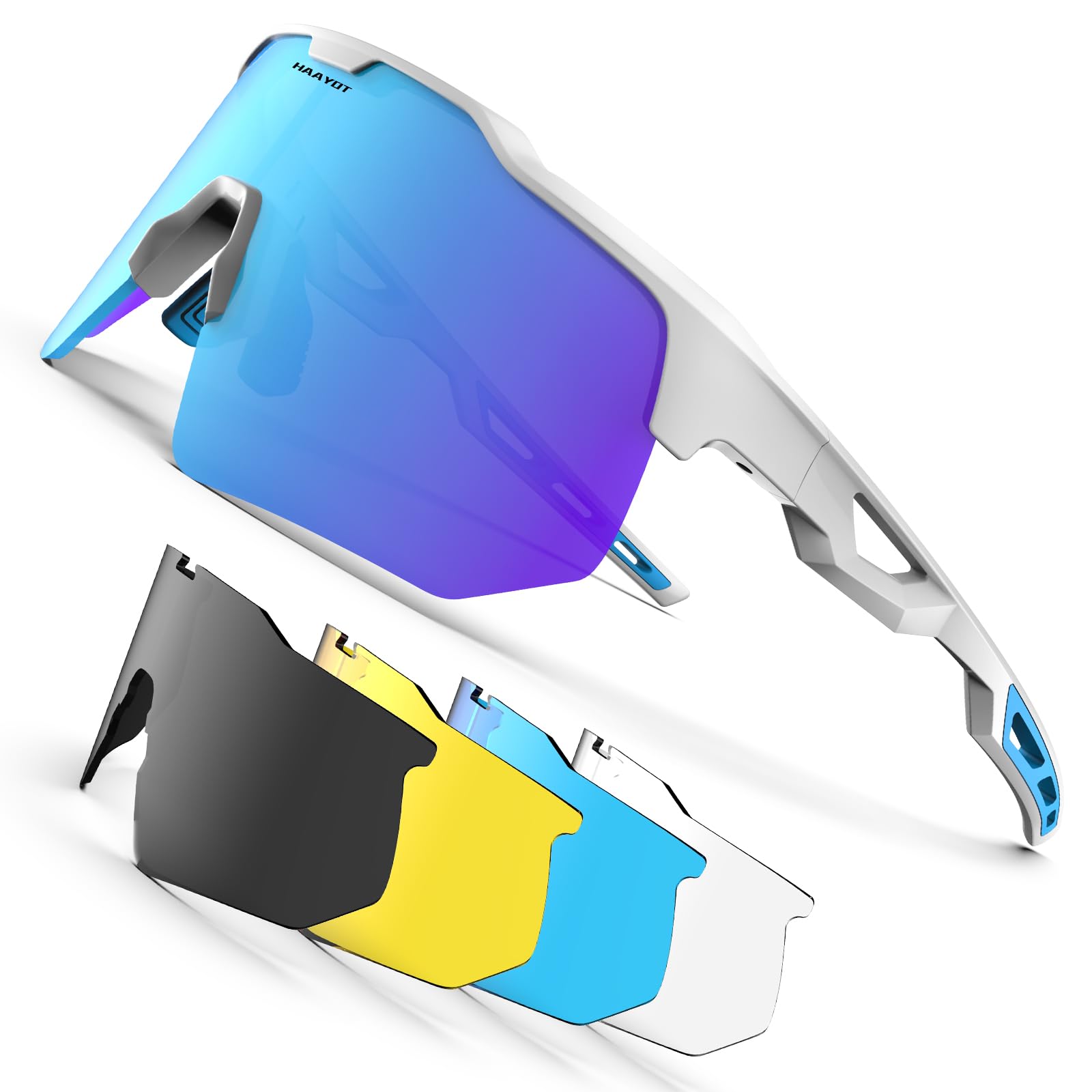 

Поляризованные велосипедные очки для мужчин и дорожных видов спорта 5 TR90 Горный велосипед МТБ Белый Ледяной синий [HAAYOT] Женщины, Велосипед, Солнцезащитные очки, Линзы, Оправа, Очки,