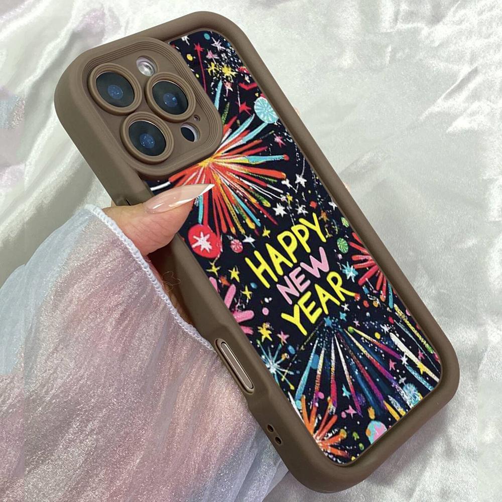 JT374 New Year Fireworks for iPhone 17 16 15 14 13 Pro Max Samsung S26 S25 Ultra A17 A07 A56 A16 Xiaomi 15T Redmi 15c Note 14 13 Soft Case