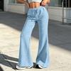 Women's Loose Fit Flared Sweatpants with Drawstring Waist, Casual Color Pants for Everyday Wear