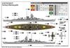 Trumpeter 1/700 German Navy Battleship Gneisenau Plastic Model 06736 Molded Color