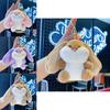 Plush Rabbit Keychain With Silver Keyring For Bag Decoration And Gift