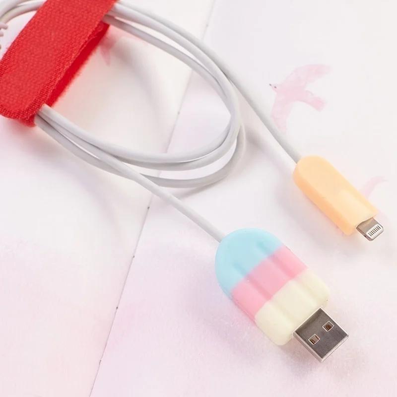 3ks Silikonový chránič kabelu USB nabíječky Ochranný kryt kabelu Tvar zmrzliny pro kabel k telefonu