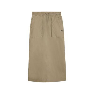 Solid Color Comfortable Breathable Midi Casual Dress Women Dresses Khaki 631947-83