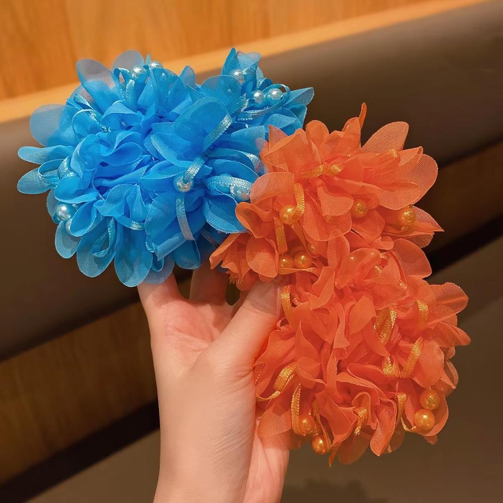 4pcs/set High Elastic Floral Hair Rope Beads Ponytail Holder Sweet Kids Head Rope Girls