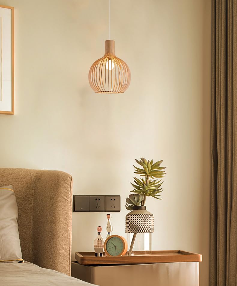 KY LEE Pendelleuchte, Stilvolle Deckenleuchte, Holz, Japanischer Stil, Modern, Natürlich, Schlafzimmer, Wohnzimmer, Flur, Esszimmer, Küche,