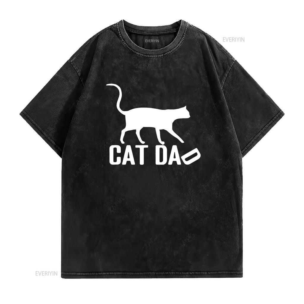 Cat Dad T Shirt Perfect for Father s Day vintage Washed Breathable Stylish Unisex Top For Everyday Wear Casual Stretched