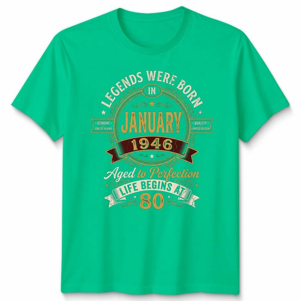 80 Years Unisex T Shirt Old Legend Since January 1946 80th Birthday Tee S