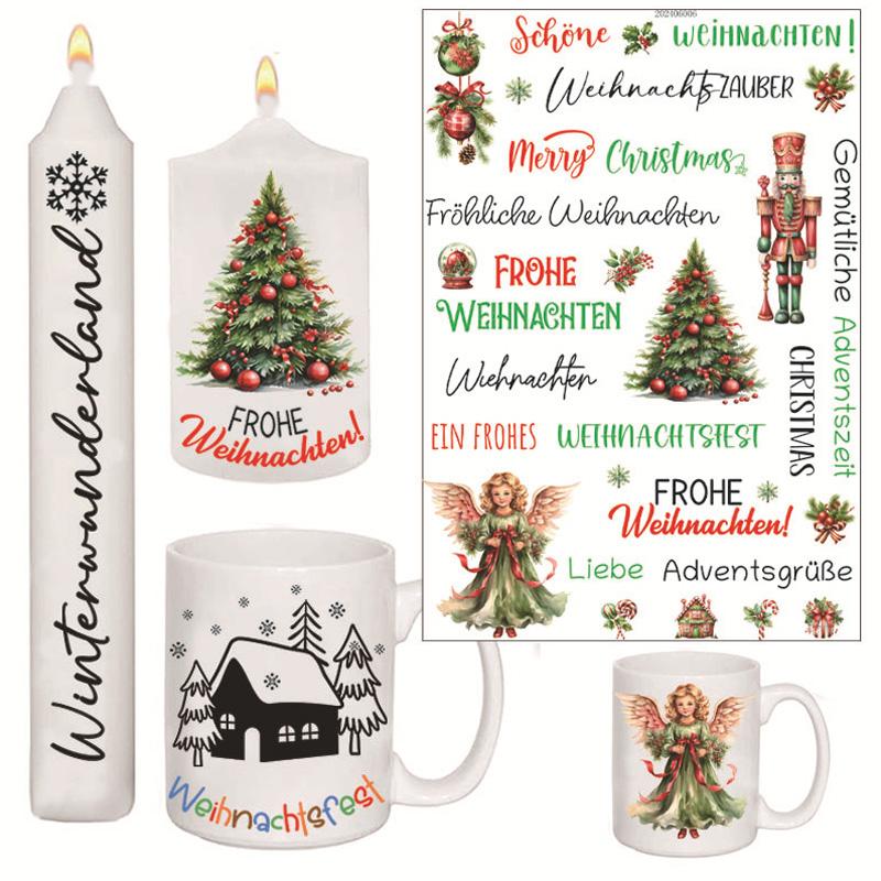 Рождественская тематическая наклейка на свечу для воды Рождественские наклейки на свечи — фото 8