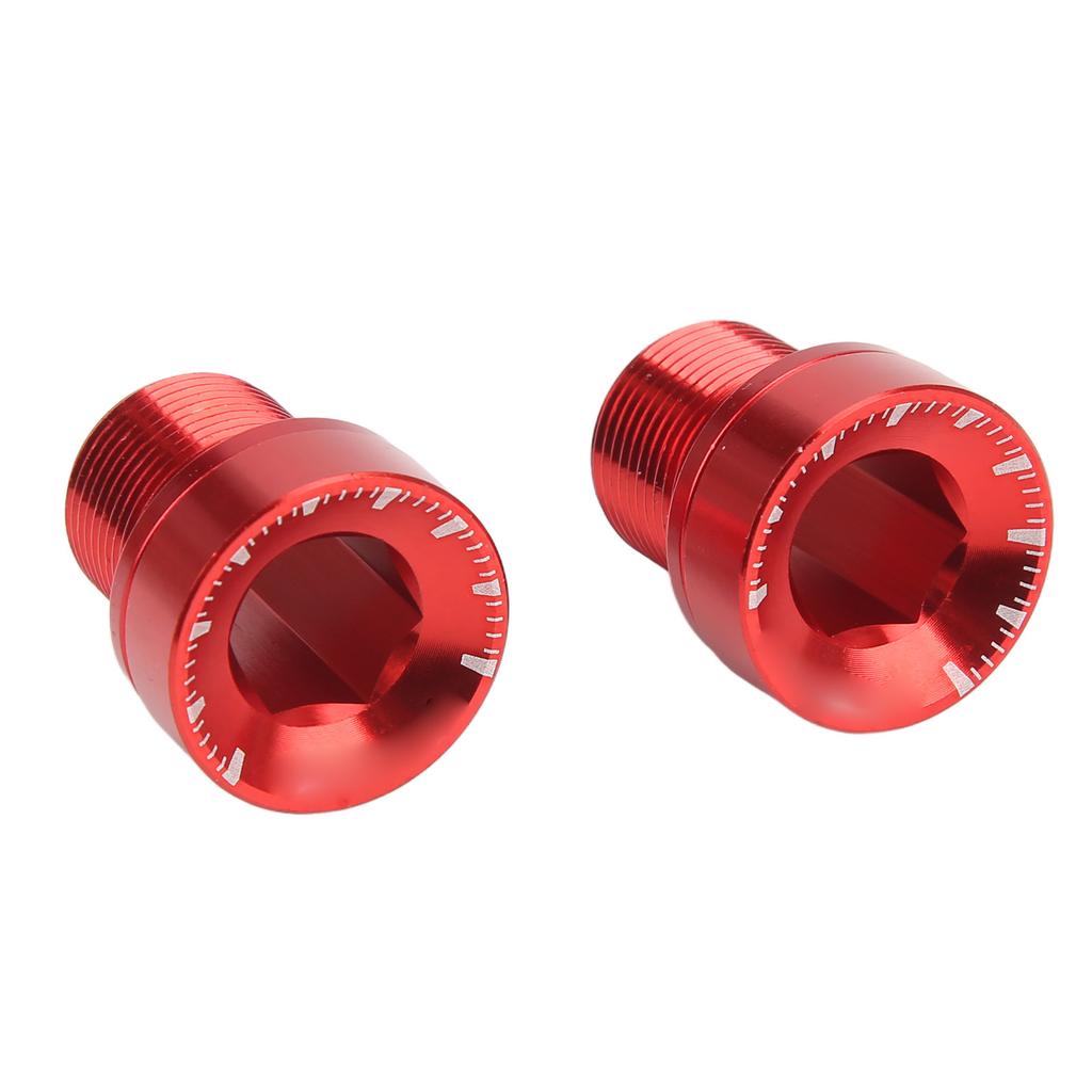 2Pcs Bike Crank Screw Spline Centre Shaft Aluminium Alloy High Strength Anticorrosion Sturdy Durable Bike Crank CoverRed