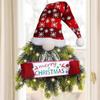 Yousheng Lighted Christmas Gnome Wreath Artificial Pine Spruce Wreath for Front Door Swedish Tomte Hanging Sign for Xmas Porch Indoor Outdoor Home