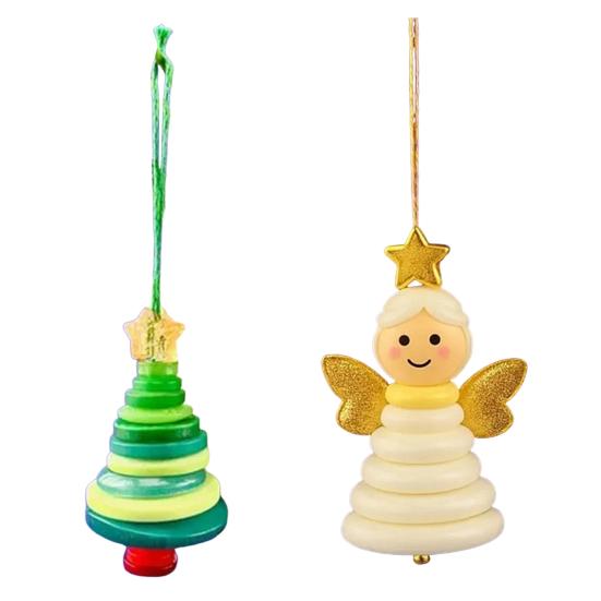 Yousheng DIY Button Christmas Ornament Kit Stacked Colorful Buttons Christmas Snowman/Santa/Angel/Tree Craft Making Set for Holiday Decor