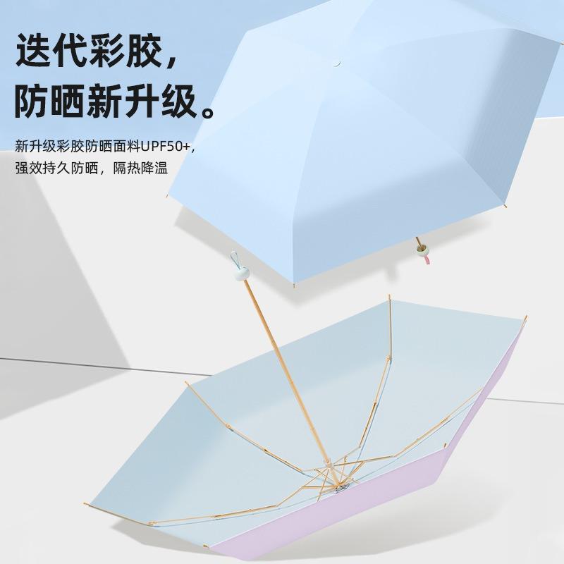 High-value capsule umbrella Women's weather and rain manual color glue sun umbrella Sunscreen UV protection solid color parasol