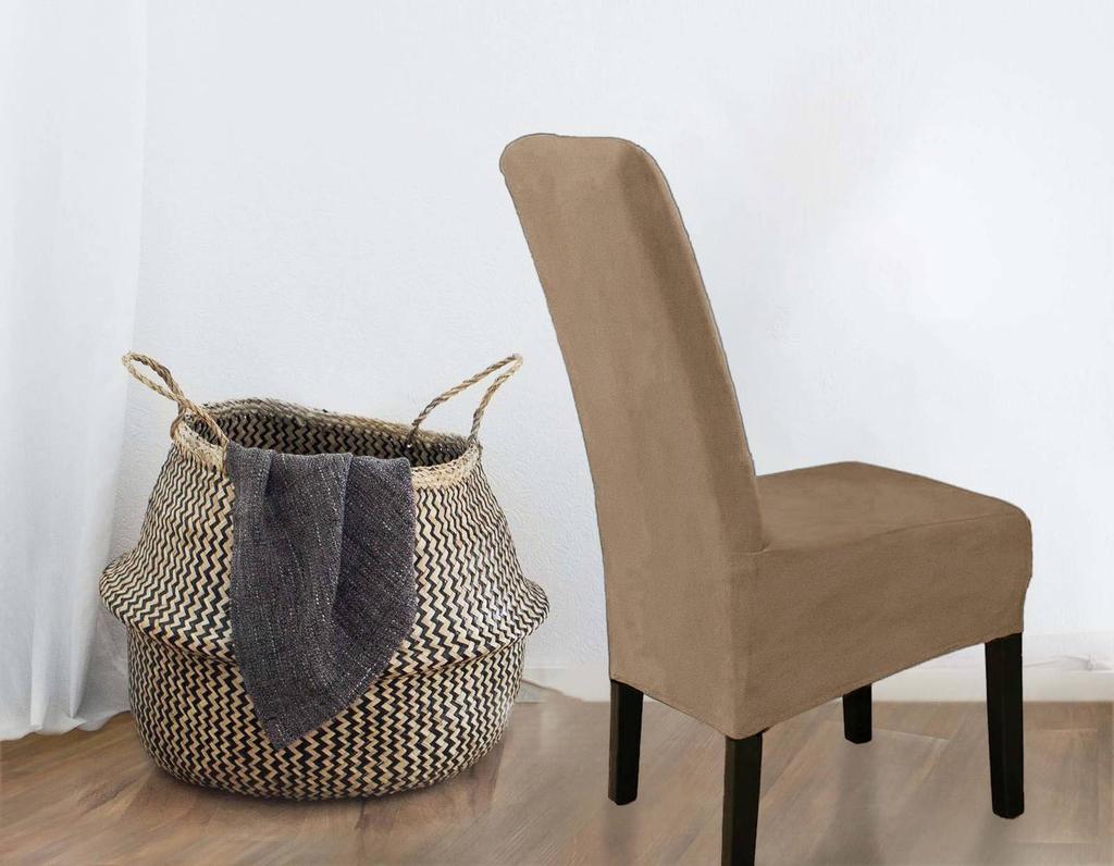 Cover Chair Velvet Dark Beige Camel Size L Large High Backrest 70Cm