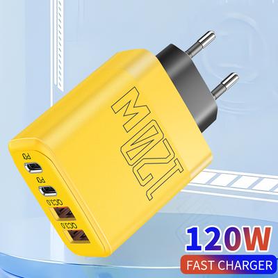 120W USB C Charger 4 Ports PD QC3.0 Fast Charging Wall Adapter for Samsung iPhone Xiaomi Redmi  Quick Charge Phone Charger