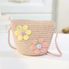 Borsa in paglia con cerniera e fiore per bambina, simpatici accessori per foto, borsa a tracolla intrecciata a mano per bambini, cestino portaoggetti, portamonete, borsa a tracolla
