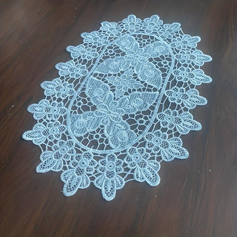 Oval Flowers Embroidery White Bed Table Runner Flag Cloth Cover Kitchen Wedding Christmas Table Decoration and Accessories