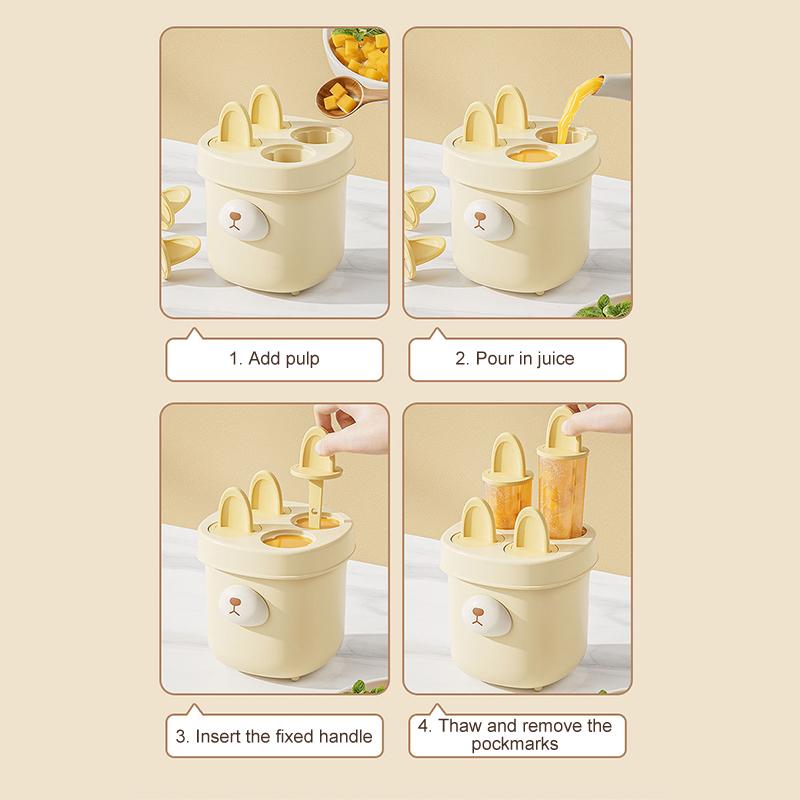 Fryseboks 4 rom Iskremform Matkvalitet Tegneserieform Isgitterlagerboks Gjenbrukbare Runde Ispinnformer Is DIY