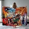 Demon Slayer Anime Print Flannel Blanket High Quality Warm Comfortable Cover for All Seasons Perfect for Gifts Home Decor
