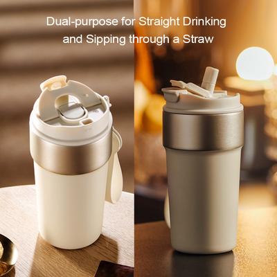 Insulated Water Bottle 500ML High Quality Travel Coffee Mug With Straw 316 Stainless Steel Thermos Cup Vacuum Flask Mocha Coffee