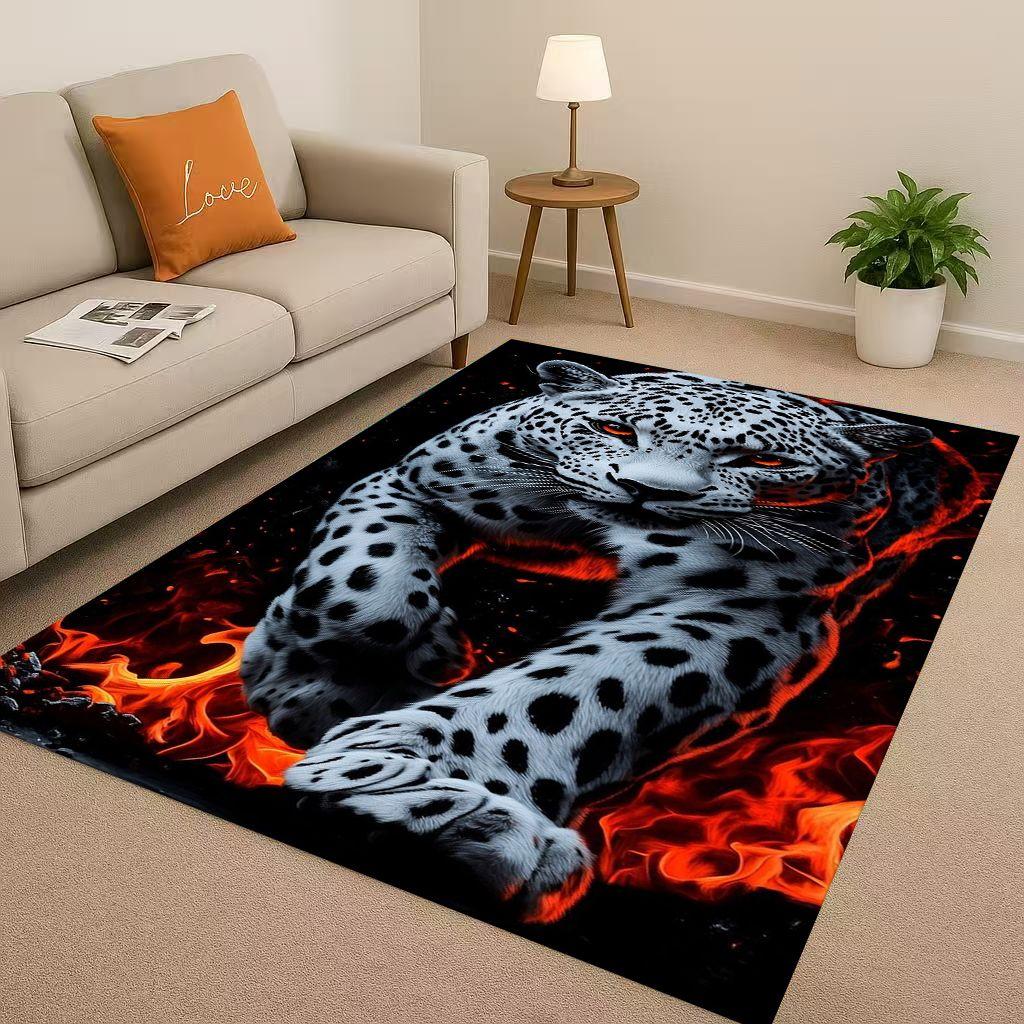 3D Cheetah Leopard Beast Living Room Non Slip Area Rug Soft Carpet for Bedroom Playroom and Sofa ,Easy Clean Home Decor Doormat