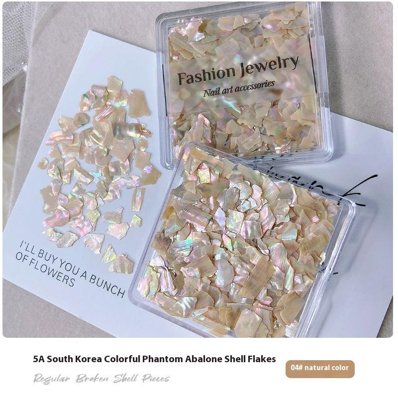 Nail Art Symphony Abalone-Muschelblatt, fein poliert, mittlere Größe, Farbe, ultradünn, Aurora Symphony, natürliche Muschel-Pailletten-Dekoration