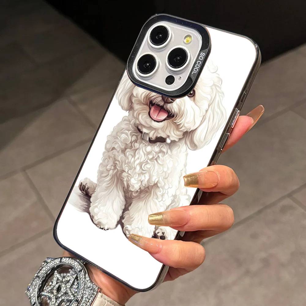 Painting A-Art Shih Tzu  Phone Case For iPhone 17,16,15,14,13,12,11 Plus,Pro Max,XS,Colored Silver Plated Inside Cover
