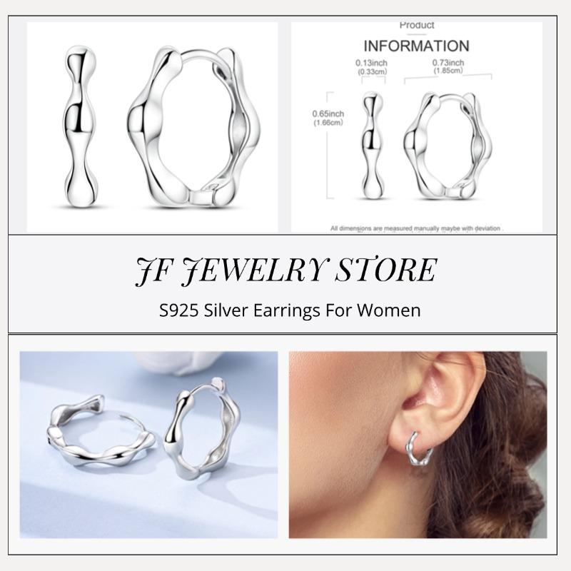 

Round Simple Hoop Earrings 925 Silver Original Clear Zircon Sparkle Stone Geometric Earrings For Women Wedding Jewelry Gift