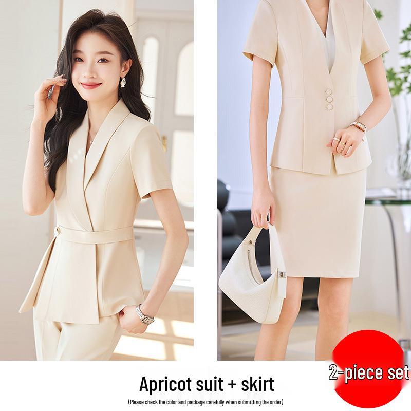 Set Costum Profesional de Vară pentru Femei – Ideal pentru Recepția Hotelului, Magazine de Bijuterii, Saloane de Frumusețe