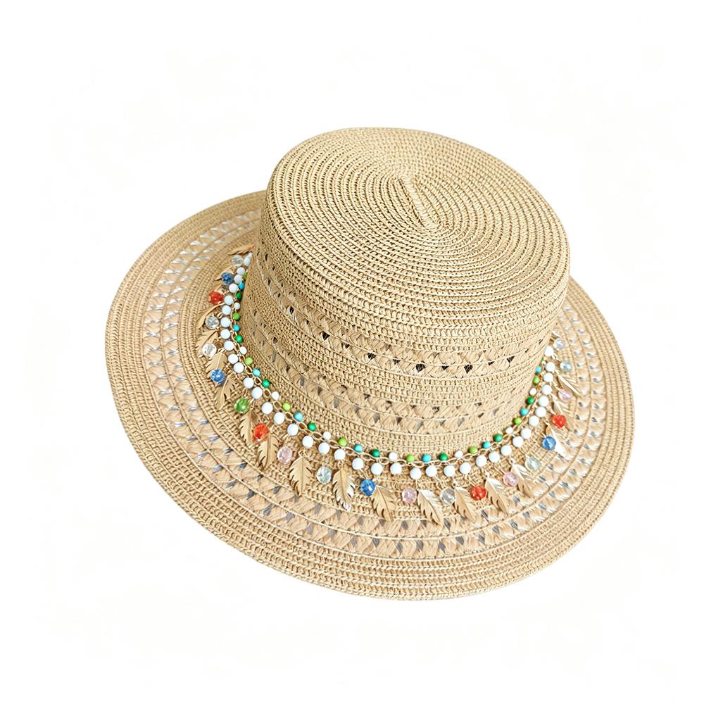 New Sun Hat Wide Brim Straw Hat for Women Panama Beach Sun Hat French Wedding Summer Vacation Soft Foldable Lightweight UPF50+