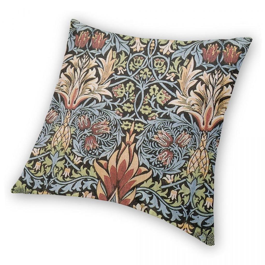 William Morris Floral Crafts Square Pillowcase Polyester Linen Velvet Printed Zip Decorative Car Cushion Cover 45X45