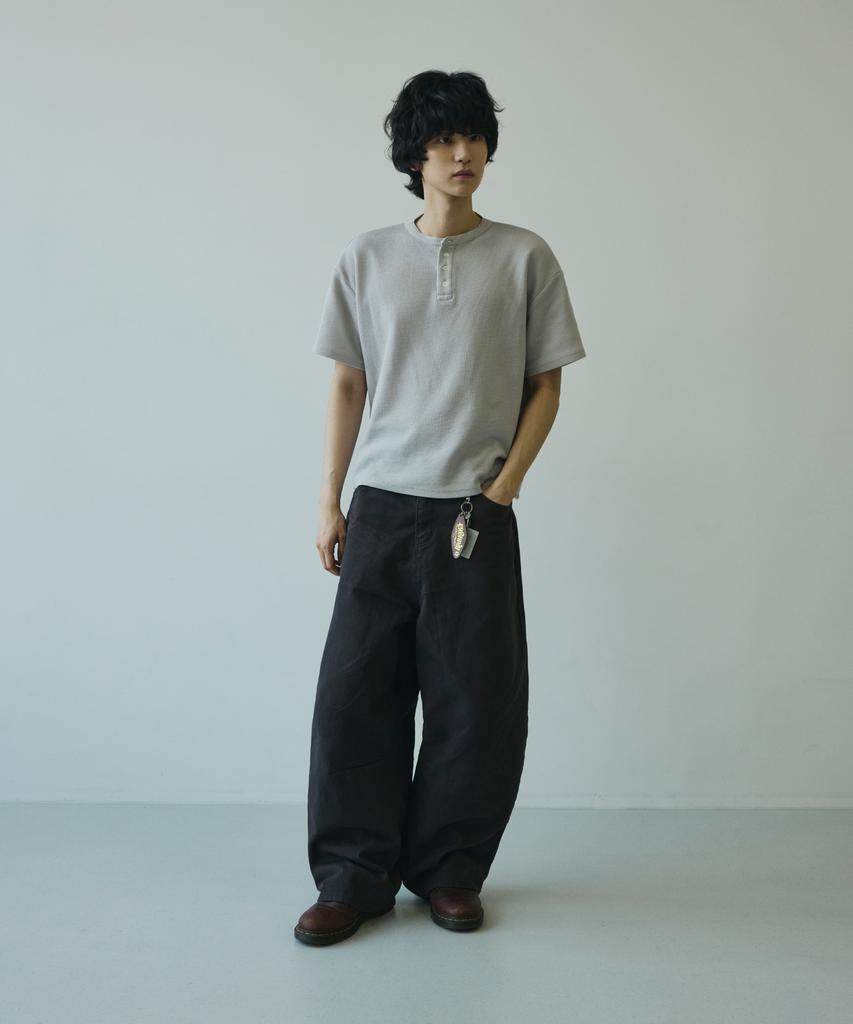 SIGNATURE Summer Wide Curved Dart Cotton Pants [Charcoal]