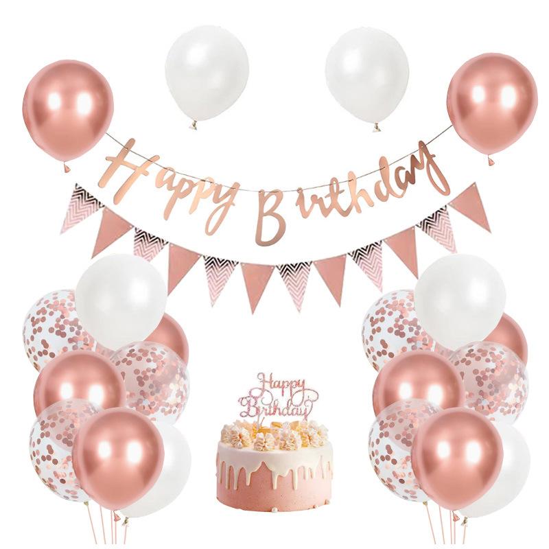 

Rose Gold Birthday Balloon Set Birthday Arrangement 32 Inch Aluminum Film Balloon Age Digital Balloon Ornament rose gold no number