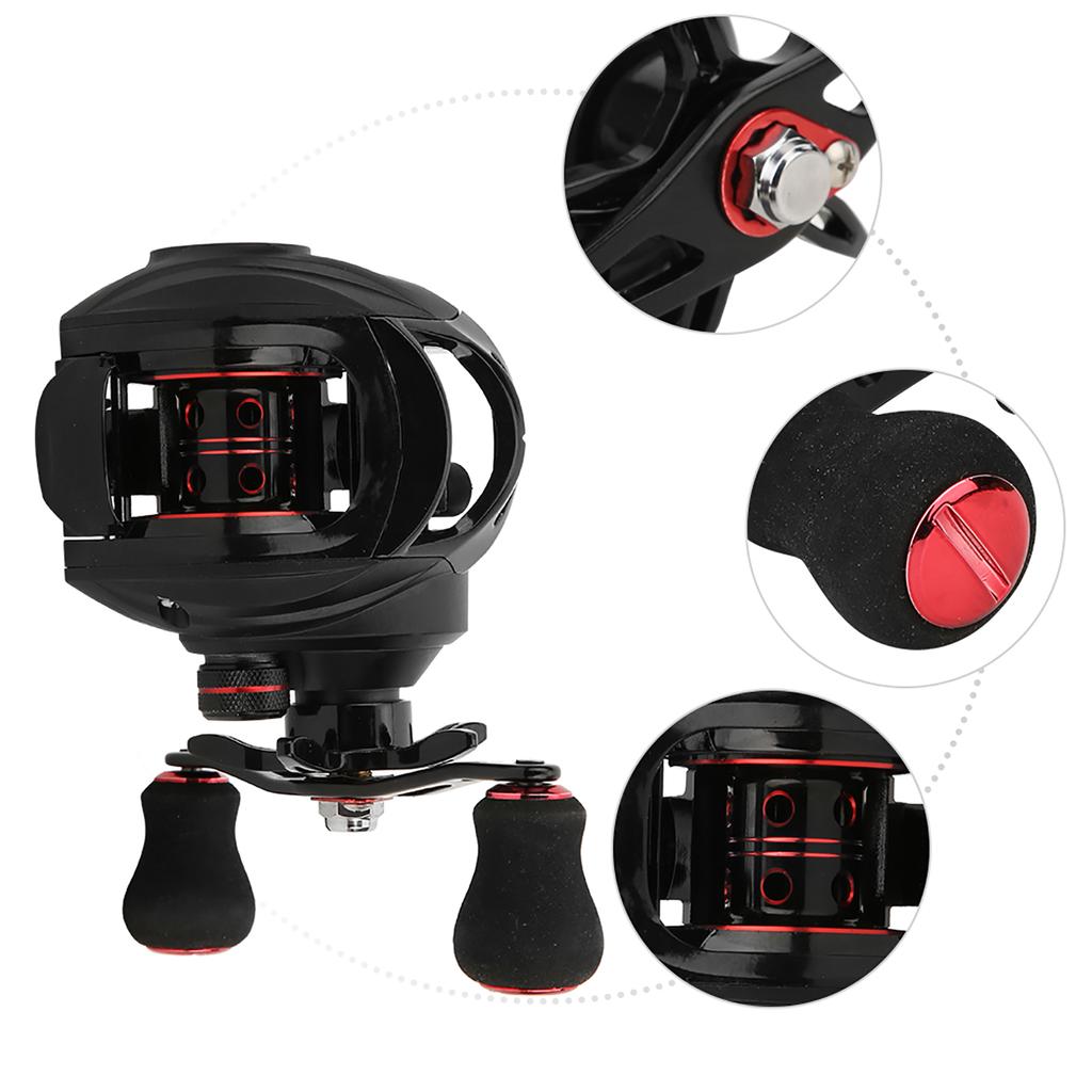 Black Red Metal Spool Magnetic Brake Fishing Casting Reel Fish Wire Wheel Tool AccessoryRight LK100R