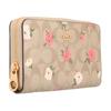 Coach Zip Around 19 Floral Print Coated Canvas And Calfskin Wallet Women wallet Gold Light-Khaki Multicolor CR966-IMOTV