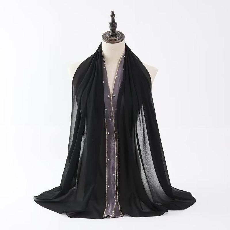 

Hot-selling new beaded pearl chiffon yarn popular thin breathable sunscreen shawl scarf women 175CM