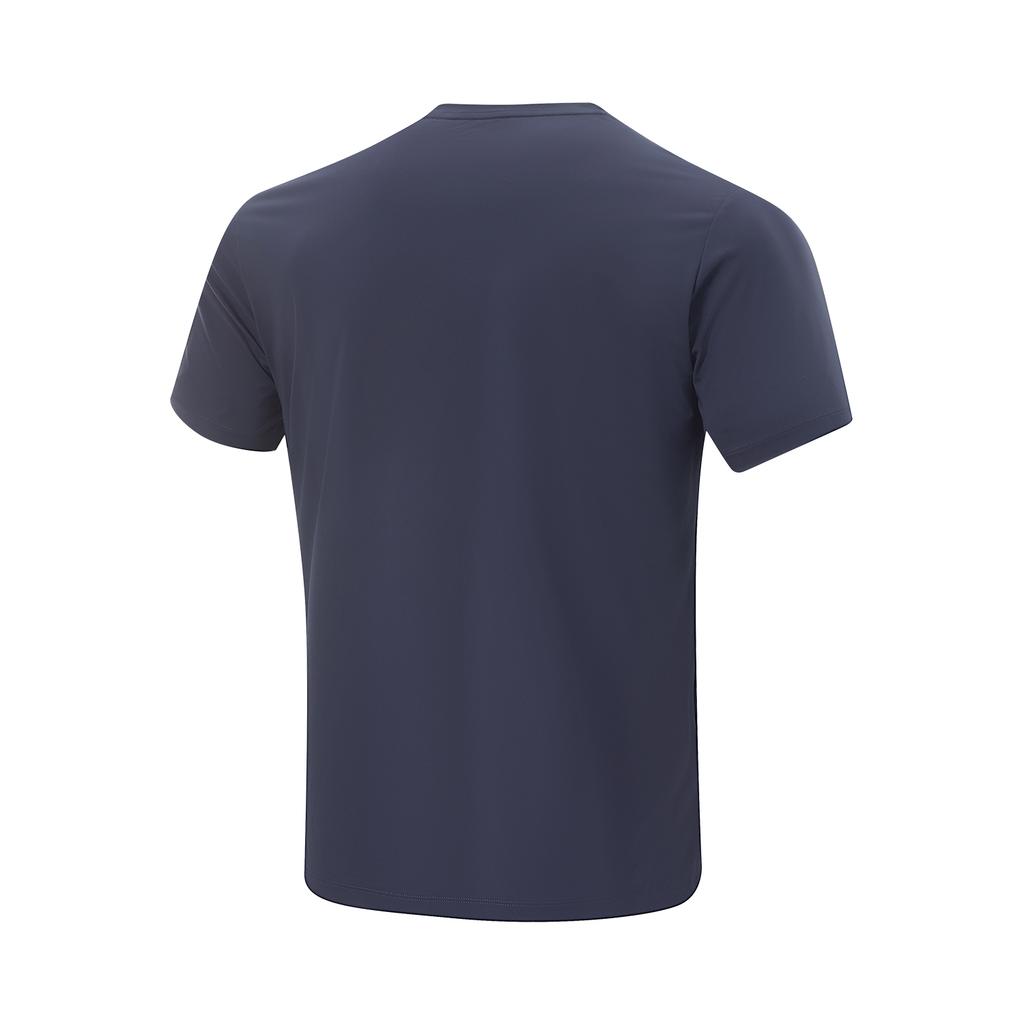 Li Ning Fitness Series Logo Round Neck Comfortable Breathable Versatile Short Sleeve T-Shirt Men Tops Ink-Blue ATSV107-9