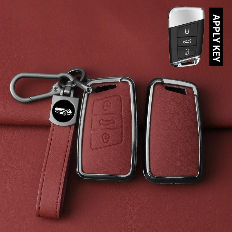 Interior Mouldings Car Zinc Alloy Key Case Cover Protect Shell Fob For VW Volkswagen Magotan Passat B8 Skoda Superb Kodiaq A7 Ke